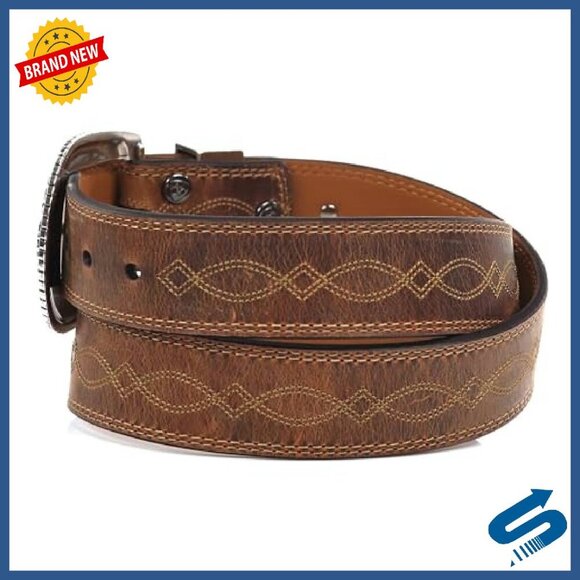 Full-Grain Leather Belt, Tapered Design, Removable Buckle, Western Style main image 7